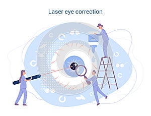Ophthalmologist eyesight laser correction. Idea of eye