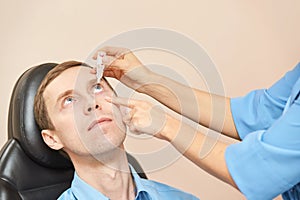 ophthalmologist medical patient. Eye clinic treatment. Hospital optics