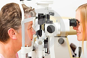 Ophthalmologist and Patient During Examination