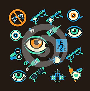 Ophthalmologist set of icons