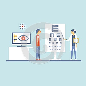 At Ophthalmologist Vector Illustration in Flat