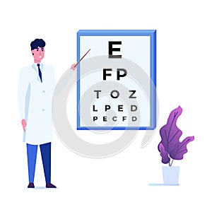 Ophthalmology concept. Ophthalmologist checks patient sight.