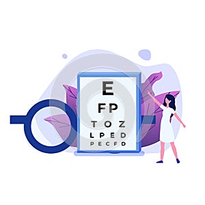 Ophthalmology concept. Ophthalmologist checks patient sight.