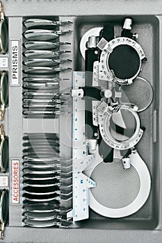 Ophthalmology Medical Equipment, Tools For Eyesight Exam Closeup