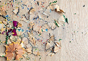 Opics from sharpening a pencil on the table