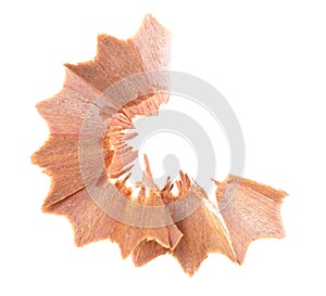 Opics from a sharpening pencil on a white background