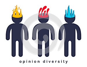 Opinion diversity vector concept, different perspectives metaphor, alternative worldview point of view.