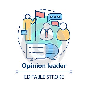 Opinion leader concept icon. Public speaker idea thin line illustration. Influence people behavior. Communication with