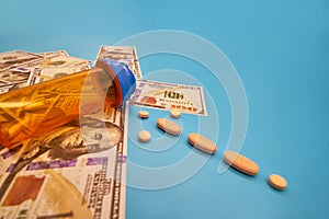 Opioid crisis drugs pills prescription medication and money