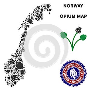 Opium Addiction Norway Map Mosaic