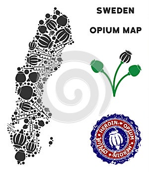 Opium Addiction Sweden Map Mosaic