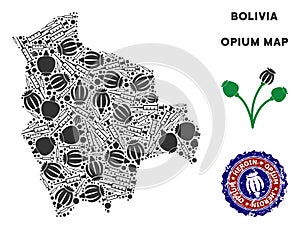 Opium Drugs Bolivia Map Mosaic