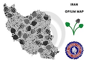 Opium Drugs Iran Map Composition