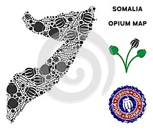 Opium Drugs Somalia Map Collage