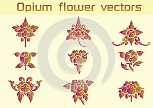 Opium floral pattern vectors on White background