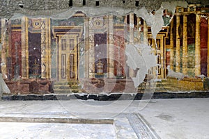 Oplontis Villa of Poppea -  Atrium, a frescoed  wall photo
