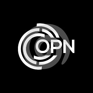 OPN letter logo design on black background. OPN creative initials letter logo concept. OPN letter design