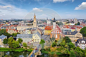 Opole, Poland. Aerial view of Old Town