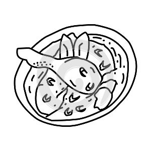 Opor ayam Icon. Doodle Hand Drawn or Outline Icon Style