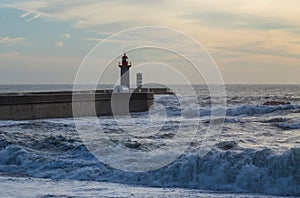 Oporto Lighthouse during a storm