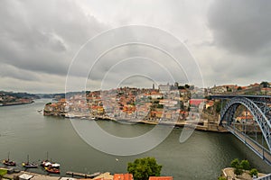 Oporto, Portugal, Europe. Postcard from the picturesque city of Porto, amazing travel destination in Portugal. View to the histori