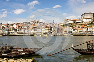 Oporto, Portugal: general view and Port wine boats