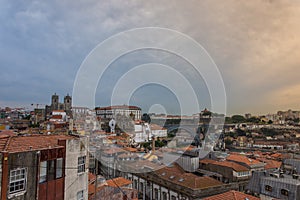 Oporto, Portugal skyline, old buildings, churches and Dom