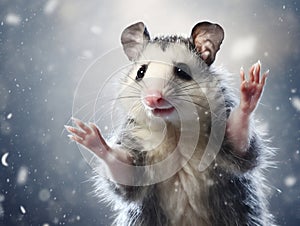 Opossum in the Snow