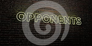 OPPONENTS -Realistic Neon Sign on Brick Wall background - 3D rendered royalty free stock image