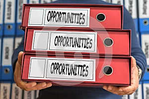 Opportunities concept words. Folder concept. Ring binders.