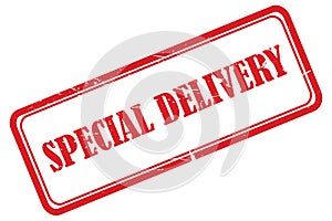 special delivery stamp on white