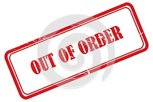 out of order stamp on white photo