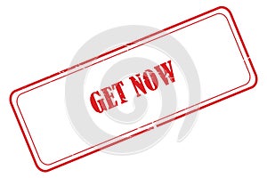 get now stamp on white