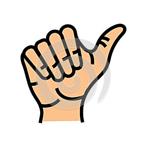 opposable thumb human evolution color icon vector illustration