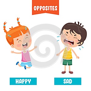 Opposite Adjectives With Cartoon Drawings