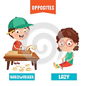 Opposite Adjectives With Cartoon Drawings