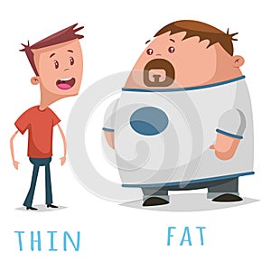 Opposite adjectives fat and thin vector