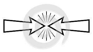 Opposite arrows, counter direction, resistance icon, counter collision arrows