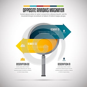 Opposite Arrows Magnifier Infographic