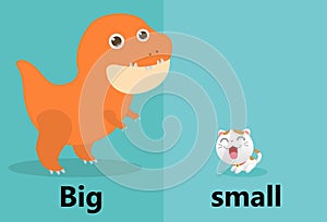 Opposite big and small illustration vector, Opposite English Words big and small on white background.