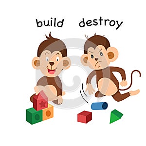 Opposite build and destroy illustration