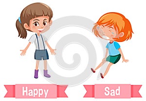 Opposite English Words happy and sad