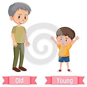 Opposite English Words old and young