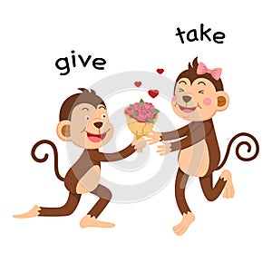 Opposite give and take illustration