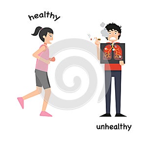 Opposite healthy and unhealthy