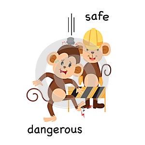 Opposite safe and dangerous illustration