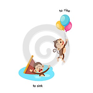 Opposite to rise and to sink