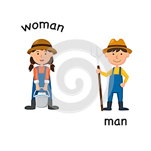 Opposite woman and man