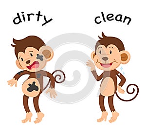 Opposite words dirty and clean