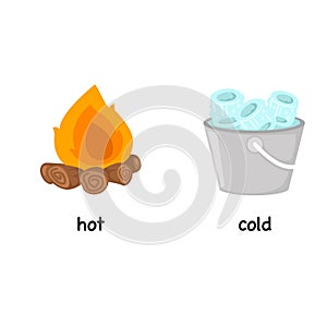 Opposite words hot and cold